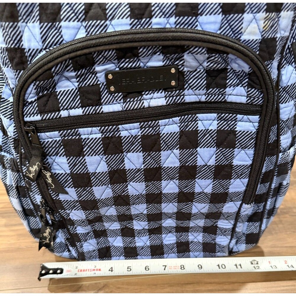 Vera Bradley Quilted Campus Backpack - Blue/Black Buffalo Plaid - Picture 3 of 10